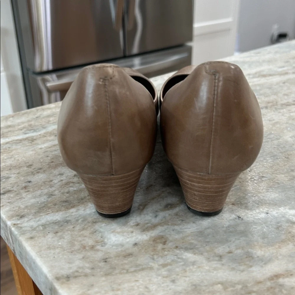 Cole Haan Brown Leather Low Wedge Pumps